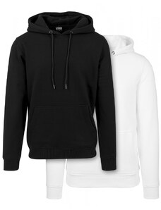 URBAN CLASSICS Basic Sweat Hoody 2-Pack - black+white