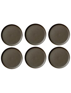 Audo CPH Set šesti tmavě hnědo šedých porcelánových talířů AUDO NEW NORM 27 cm