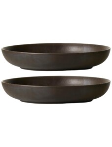 Audo CPH Set dvou tmavě hnědo šedých porcelánových hluboký talířů AUDO NEW NORM 20,7 cm