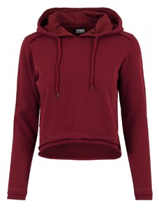 URBAN CLASSICS Ladies Cropped Terry Hoody - burgundy