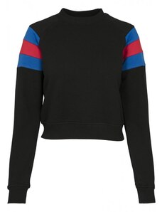 Dámská mikina Urban Classics Ladies Sleeve Stripe Crew - black/brightblue/firered