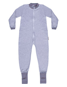 Veselá Nohavice Dětské pyžamo overal s ťapičkami šedý melír - kluk