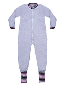 Veselá Nohavice Dětské pyžamo overal s ťapičkami šedý melír - holka