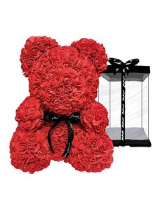 onHand.cz Medvídek z růží - rudý Rosebear z růží 25 cm v dárkovém balení