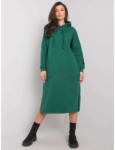 Fashionhunters Tmavě zelené mikinové šaty s kapsami od Sheffield RUE PARIS