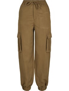 URBAN CLASSICS Ladies Viscose Twill Cargo Pants - summerolive