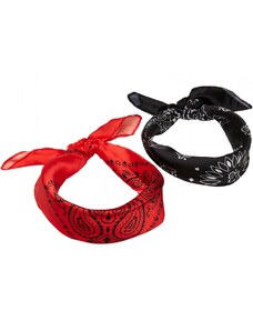 URBAN CLASSICS Satin Bandana 2-Pack - black/red