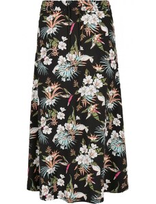 URBAN CLASSICS Ladies Viscose Midi Skirt - black tropical