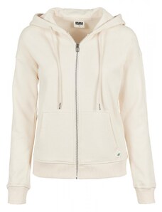 URBAN CLASSICS Ladies Organic Terry Zip Hoody - whitesand