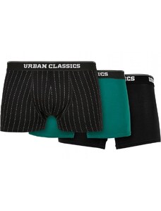 URBAN CLASSICS Organic Boxer Shorts 3-Pack - pinstripe aop+black+treegreen
