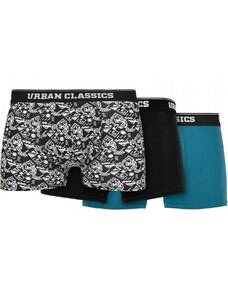URBAN CLASSICS Organic Boxer Shorts 3-Pack - detail aop/black/jasper