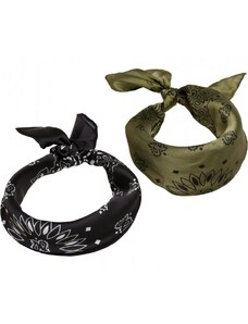 URBAN CLASSICS Satin Bandana 2-Pack - blk/olive