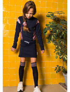 B-nosy Dívčí strečové šaty s roláčkem na zip tmavé/růžové