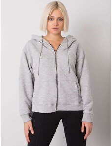 BASIC FEEL GOOD SVĚTLE ŠEDÁ DÁMSKÁ MIKINA NA ZIP S KAPUCÍ -GRAY