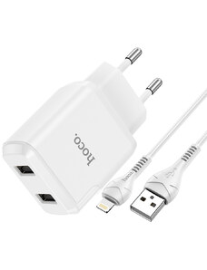Nabíjecí AC adaptér pro iPhone a iPad - Hoco, N7 Speedy White + Lightning kabel