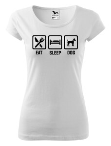 Fenomeno Dámské tričko Eat sleep dog - bílé