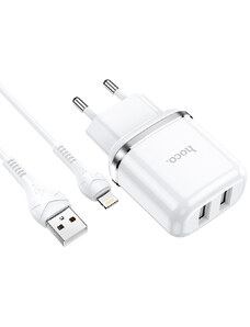 Nabíjecí AC adaptér pro iPhone a iPad - Hoco, N4 Aspiring White + Lightning kabel