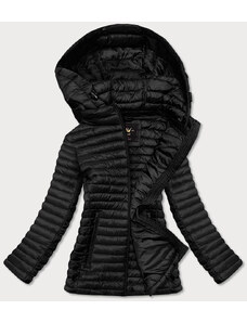 Libland Černá prošívaná bunda s kapucí (7218BIG)