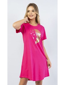 Vienetta Dámská noční košile s krátkým rukávem Patricie - tmavě růžová