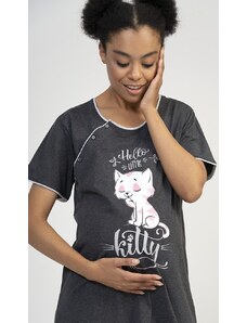 Vienetta Dámská noční košile mateřská Little cat - tmavě šedá