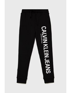 Dětské kalhoty Calvin Klein Jeans černá barva - GLAMI.cz