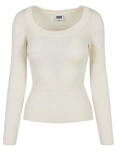 URBAN CLASSICS Ladies Wide Neckline Sweater - whitesand