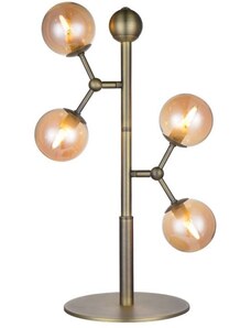Jantarově hnědá skleněná stolní lampa Halo Design Atom