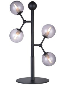 Kouřově šedá skleněná stolní lampa Halo Design Atom