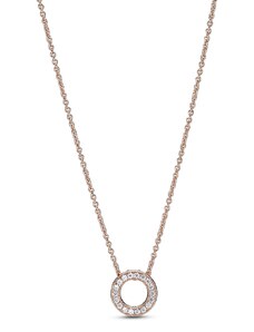PANDORA náhrdelník Pavé kroužek z loga Pandora