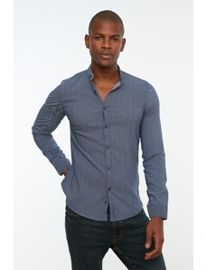 Trendyol Navy Blue Men's Slim Fit Large Collar Shirt