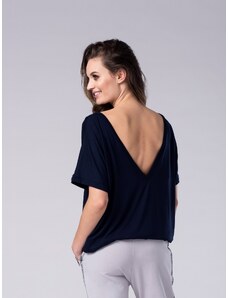 Look Made With Love Woman's Blouse 737 Vneck Navy Blue