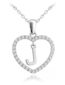 SkloBižuterie Stříbrný náhrdelník Písmenko J v srdci