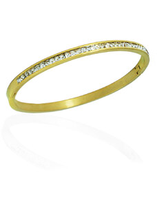 BM Jewellery Pevný ocelový náramek se zirkony zlatý S11139120