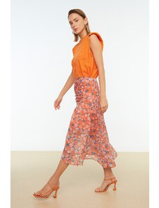 Trendyol Orange Pleated Skirt