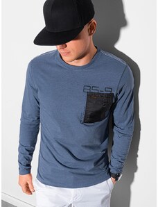 Ombre Clothing Chlapecké tričko s dlouhým rukávem a potiskem - tmavě nebesky modrá L130