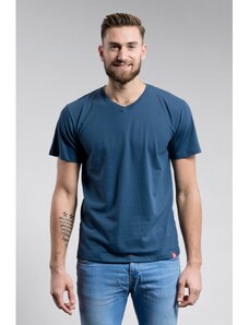 Bavlněné triko CityZen Bondy modré výstřih do V
