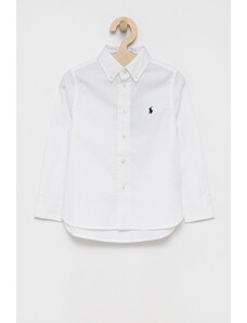 Dětská bavlněná košile Polo Ralph Lauren bílá barva - GLAMI.cz