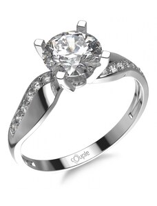 Couple, Honosný zásnubní prsten Celestina, bílé zlato se zirkony, vel.: 51, ø16,2 mm, 5260518-0-51-1