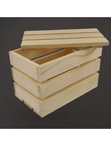 AMADEA Dřevěná dárková bedýnka s víkem, masivní smrkové dřevo, 24x14x16 cm (délka/šířka/výška)