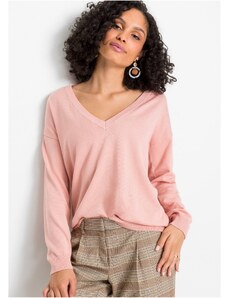 bonprix Oversize svetr ze směsi s viskózou Růžová