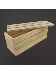 AMADEA Dřevěná dárková bedýnka s víkem, masivní smrkové dřevo, 40x14x16 cm (délka/šířka/výška)