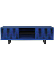 Tmavě modrý lakovaný vzorovaný TV stolek Woodman Camden 150 x 40 cm