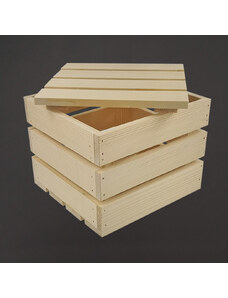 AMADEA Dřevěná dárková bedýnka s víkem, masivní smrkové dřevo, 20x19x16 cm (délka/šířka/výška)