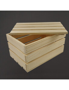 AMADEA Dřevěná dárková bedýnka s víkem, masivní smrkové dřevo, 29x19x16 cm (délka/šířka/výška)