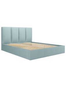Světle modrá látková dvoulůžková postel MICADONI Pyla 180 x 200 cm s úložným prostorem