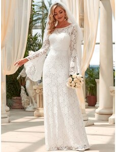 Ever Pretty bílé svatební šaty 90379 celokrajkové