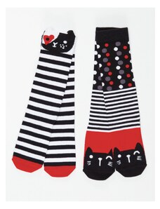 mshb&g Striped Cats Girl's Knee Socks Set of 2