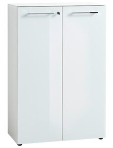 Bílá lesklá kancelářská skříňka GEMA Morello 120 x 80 cm