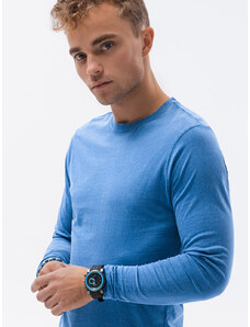 Ombre Clothing Pánské tričko s dlouhým rukávem bez potisku - tmavě modré V5 L131