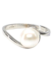 Prsten MG z bílého zlata s perlou 2,67gr, PR185098901-56